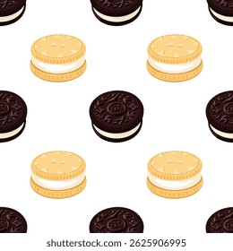 chocolate cookies with cream filling, repeating pattern for  background and for packaging