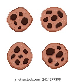 chocolate cookies cute pixel vector