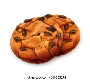 Chocolate cookies, detailed vector