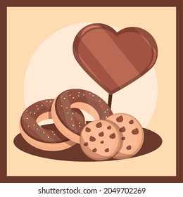 chocolate cookies and donuts with candy