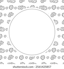 chocolate cookies frame. doodle cookies circle frame. hand drawn cookies frame background. chocolate cookies background