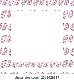 chocolate cookies frame. doodle cookies square frame. hand drawn cookies frame background. chocolate cookies background