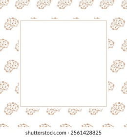 chocolate cookies frame. doodle cookies square frame. hand drawn cookies frame background. chocolate cookies background