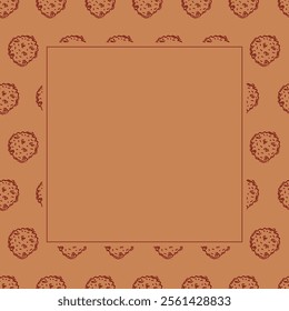 chocolate cookies frame. doodle cookies square frame. hand drawn cookies frame background. chocolate cookies background