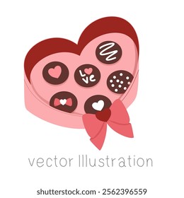 Chocolate cookies gift box for Valentine’s Day vector illustration.