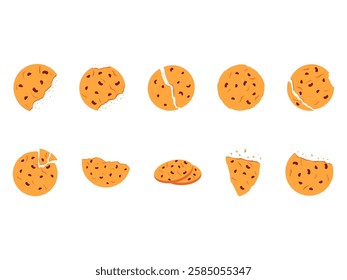 Chocolate Cookies Illustration Element Set