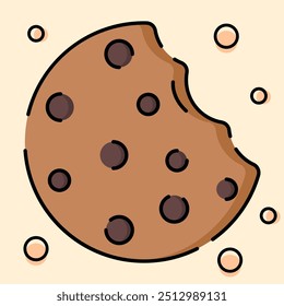 Chocolate Cookies Illustration Flat Design Style, Perfect for Dessert Theme Design