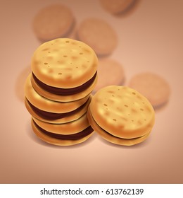 Chocolate cookies illustration, graphic concept for your design
