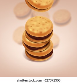 Chocolate cookies illustration, graphic concept for your design.