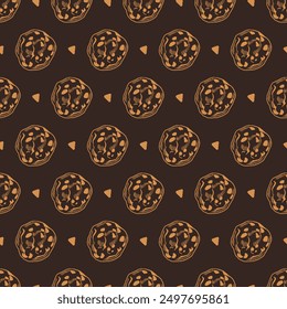 Chocolate Cookies Irresistible Treats Pattern Art. Perfect for seasonal textiles, kitchenware, or promotional materials for summer events and refreshment stands.