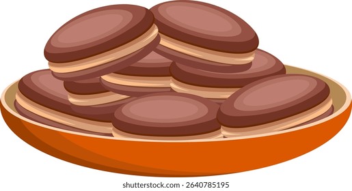 chocolate cookies on a plate without background