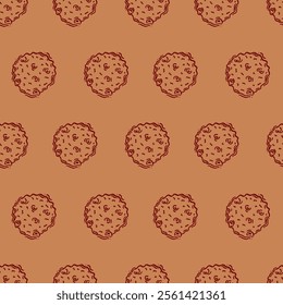 chocolate cookies pattern. cookies seamless pattern. doodle cookies seamless pattern. doodle chocolate cookies background