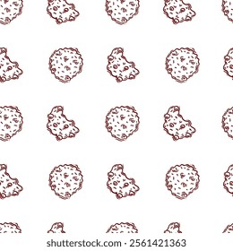 chocolate cookies pattern. cookies seamless pattern. doodle cookies seamless pattern. doodle chocolate cookies background