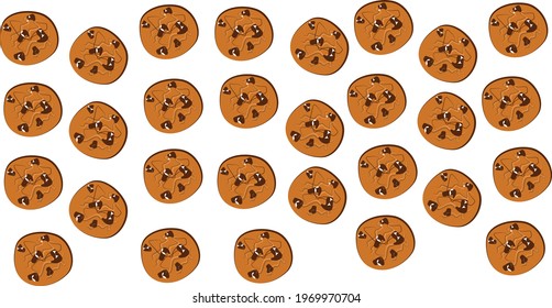 Chocolate cookies pattern vector illustration