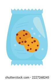 Chocolate cookies in plastic package flat icon Vending products