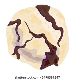 Chocolate cookies in powdered sugar. White background, isolate
