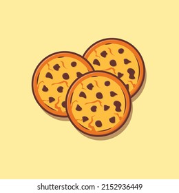 Chocolate cookies snack food top view cartoon icon illustration