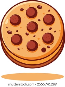 Chocolate Cookies Vector Icon Illustration-Food Snack