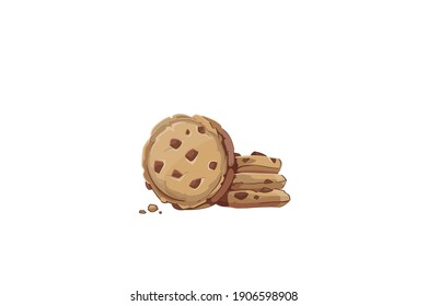 Chocolate cookies vector illustration isolated on white background