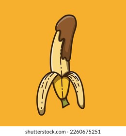 Chocolate covered banana vector illustration. Good for t-shirt designs, stickers, logos, logo greasers, picture books, etc.