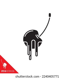 Chocolate covered cherry fruit glyph vector icon. Solid black sweet food and indulgence symbol.