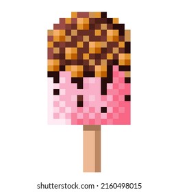 Chocolate covered ice cream sticks' pixel art. Vector illustration.