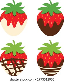 Chocolate covered strawberries flat fruit icon