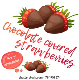 Chocolate covered strawberries icon isolated on white background. Cartoon vector illustration. Series of food and drink and ingredients for cooking