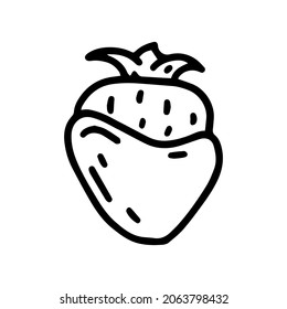 chocolate covered strawberries line vector doodle simple icon