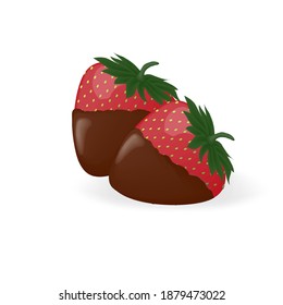 Fresas cubiertas de chocolate. Ilustración vectorial.