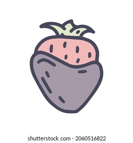 chocolate covered strawberry color vector doodle simple icon