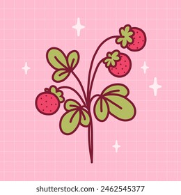 Chocolate covered strawberry. Cute dessert. Hand drawn vector illustration.