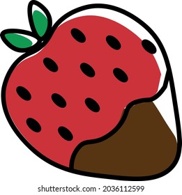 Un vector de fresa cubierto de chocolate