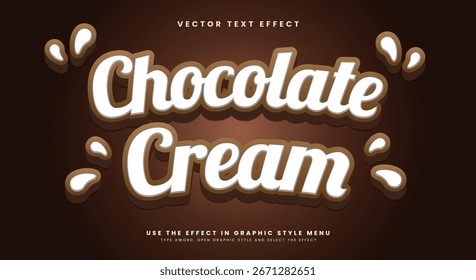 Chocolate Cream 3d editable text effect Template Suitable for delicious theme