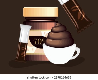 chocolate cream, bar and jar spread, mockup