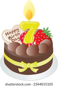 A chocolate cream birthday cake for 7 years old