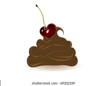 Chocolate cream with fresh cherry