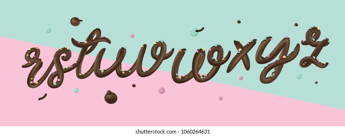 Chocolate cream letters. Sweet dessert typography. Vector illustration. 