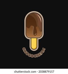 chocolate cream of logo design with black color background. vector illustration