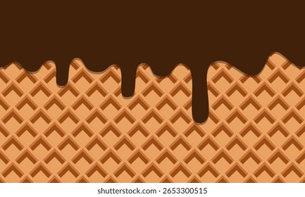 Chocolate Cream Melted on Wafer Background. 