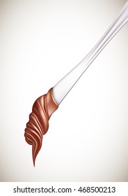 Chocolate cream on knife