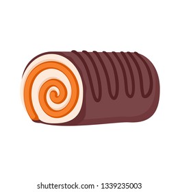 Chocolate cream roll icon. Flat illustration of chocolate cream roll vector icon for web design
