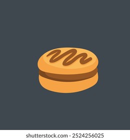 chocolate cream sandwich cookie in flat vector design.
