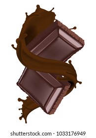 chocolate in cream or yogurt splash pure vector illustration for milk products and beverage design high quality art