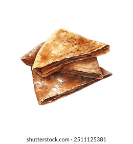 chocolate crepes vector illustration in watercolor style
