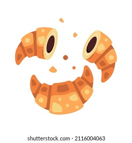Chocolate croissant. A couple of croissants with chocolate filling. A traditional French flour product. Vector illustration isolated on a white background for design and web.