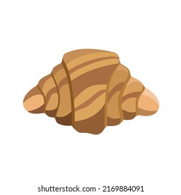 Cruasán de chocolate sobre un fondo blanco.La ilustración vectorial del horneado se puede usar en menús de panadería, textiles.