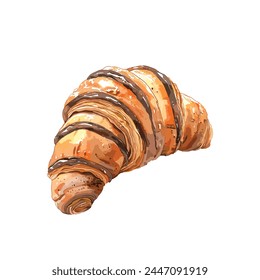 chocolate croissant in white background with watercolor style