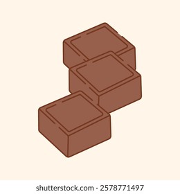 Chocolate Cube Icon Illustration Isolated on White Background