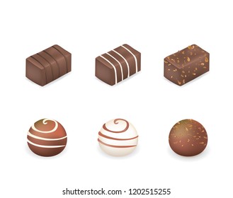 Chocolate cubes and balls. vector illustration